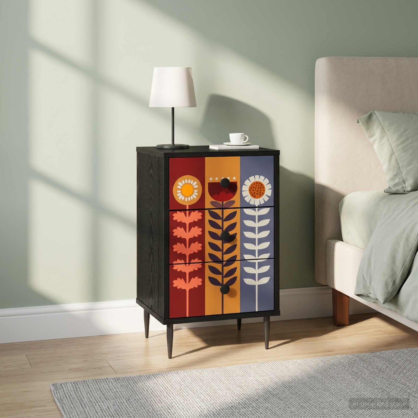 vidaXL Κομοδίνο ESSEN 2 τμχ. Μαύρη Δρυς 36 x 33 x 61 εκ.