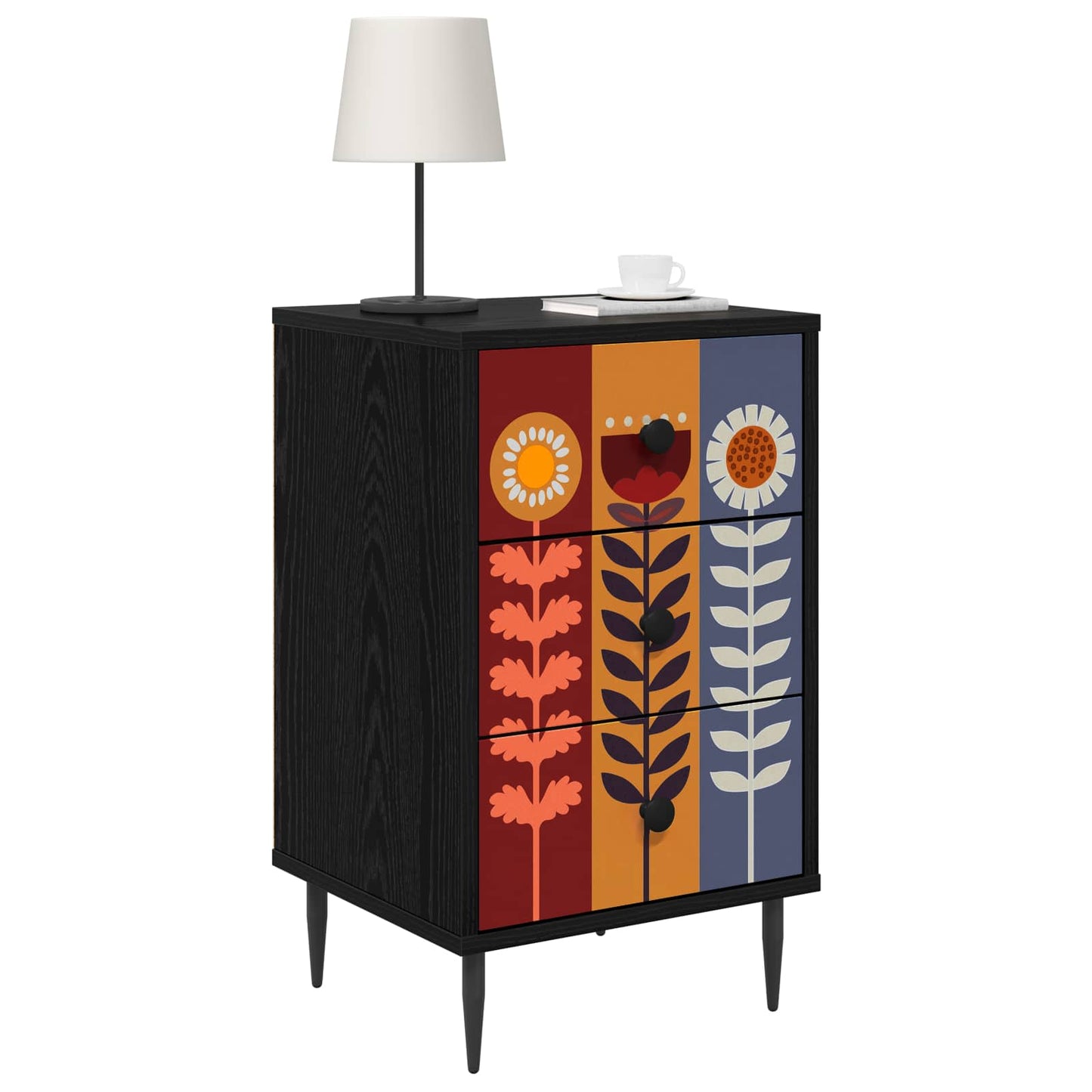 vidaXL Κομοδίνο ESSEN 2 τμχ. Μαύρη Δρυς 36 x 33 x 61 εκ.