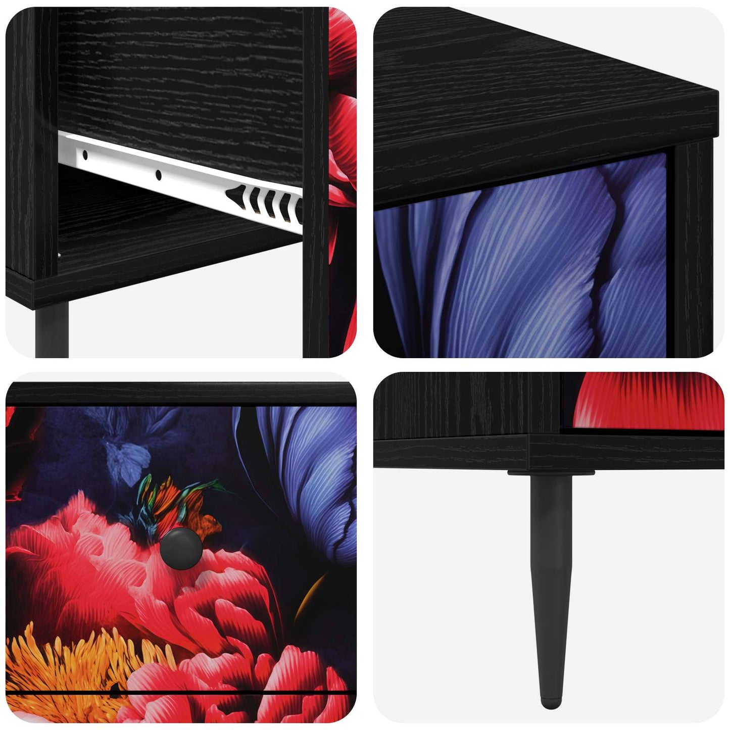 vidaXL Κομοδίνο KIEL 2 τμχ. Μαύρη Δρυς 36 x 33 x 61 εκ.