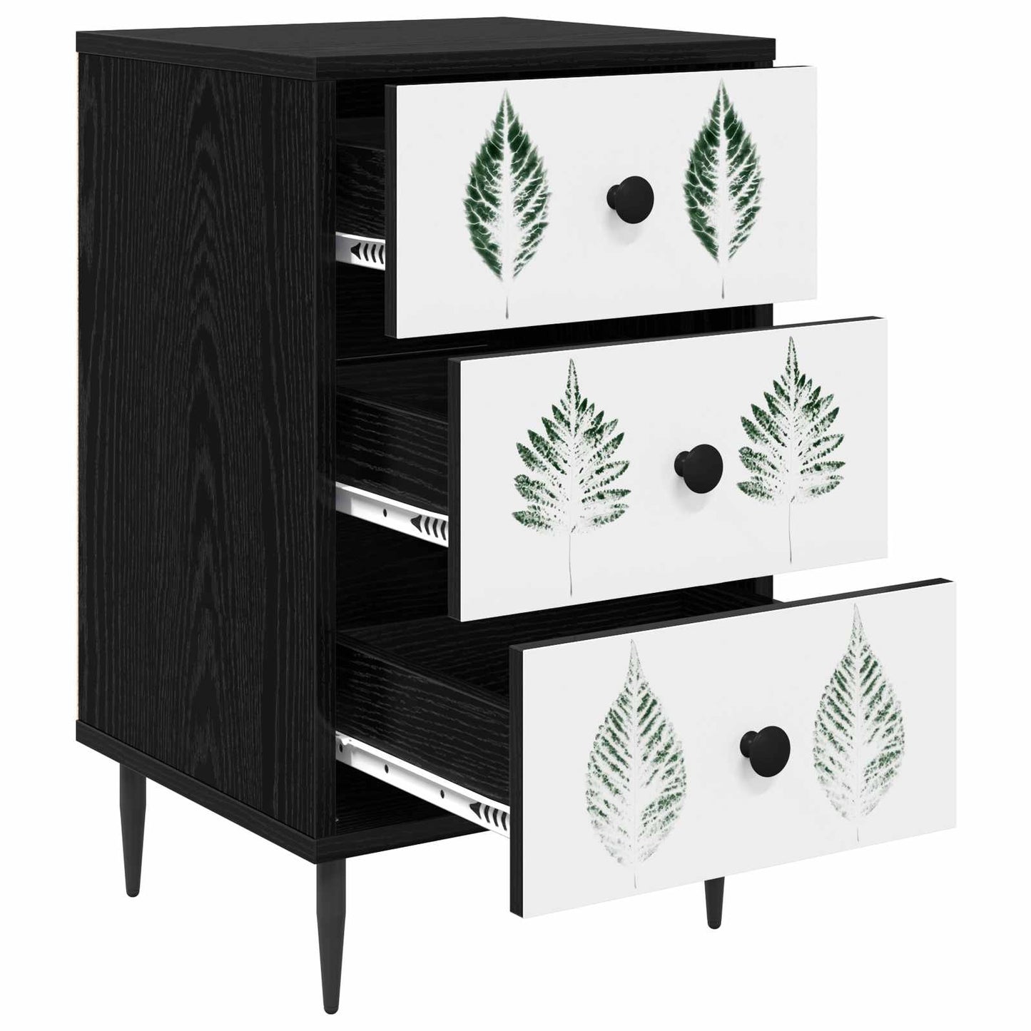 vidaXL Κομοδίνο HANAU Μαύρη Δρυς 36 x 33 x 61 εκ. Επεξεργασμένο Ξύλο