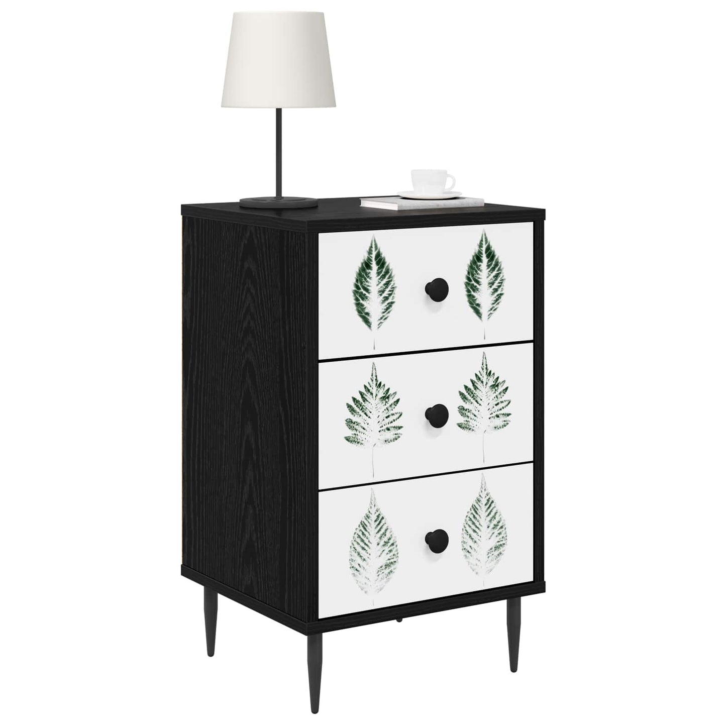 vidaXL Κομοδίνο HANAU Μαύρη Δρυς 36 x 33 x 61 εκ. Επεξεργασμένο Ξύλο