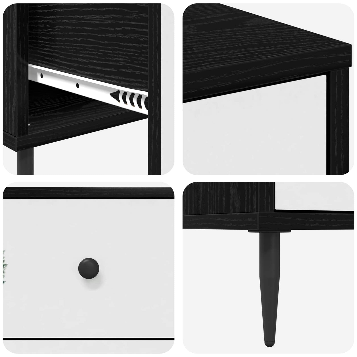 vidaXL Κομοδίνο HANAU 2 τμχ. Μαύρη Δρυς 36 x 33 x 61 εκ.