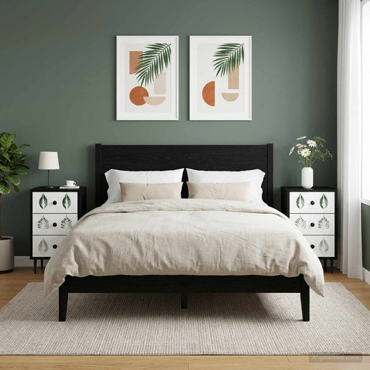 vidaXL Κομοδίνο HANAU 2 τμχ. Μαύρη Δρυς 36 x 33 x 61 εκ.