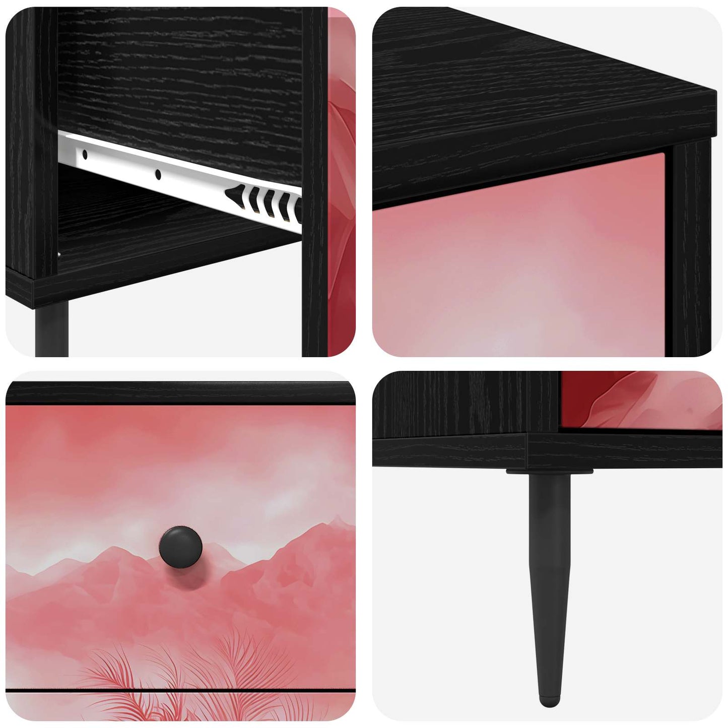 vidaXL Κομοδίνο AACHEN Μαύρη Δρυς 36 x 33 x 61 εκ. Επεξεργασμένο Ξύλο