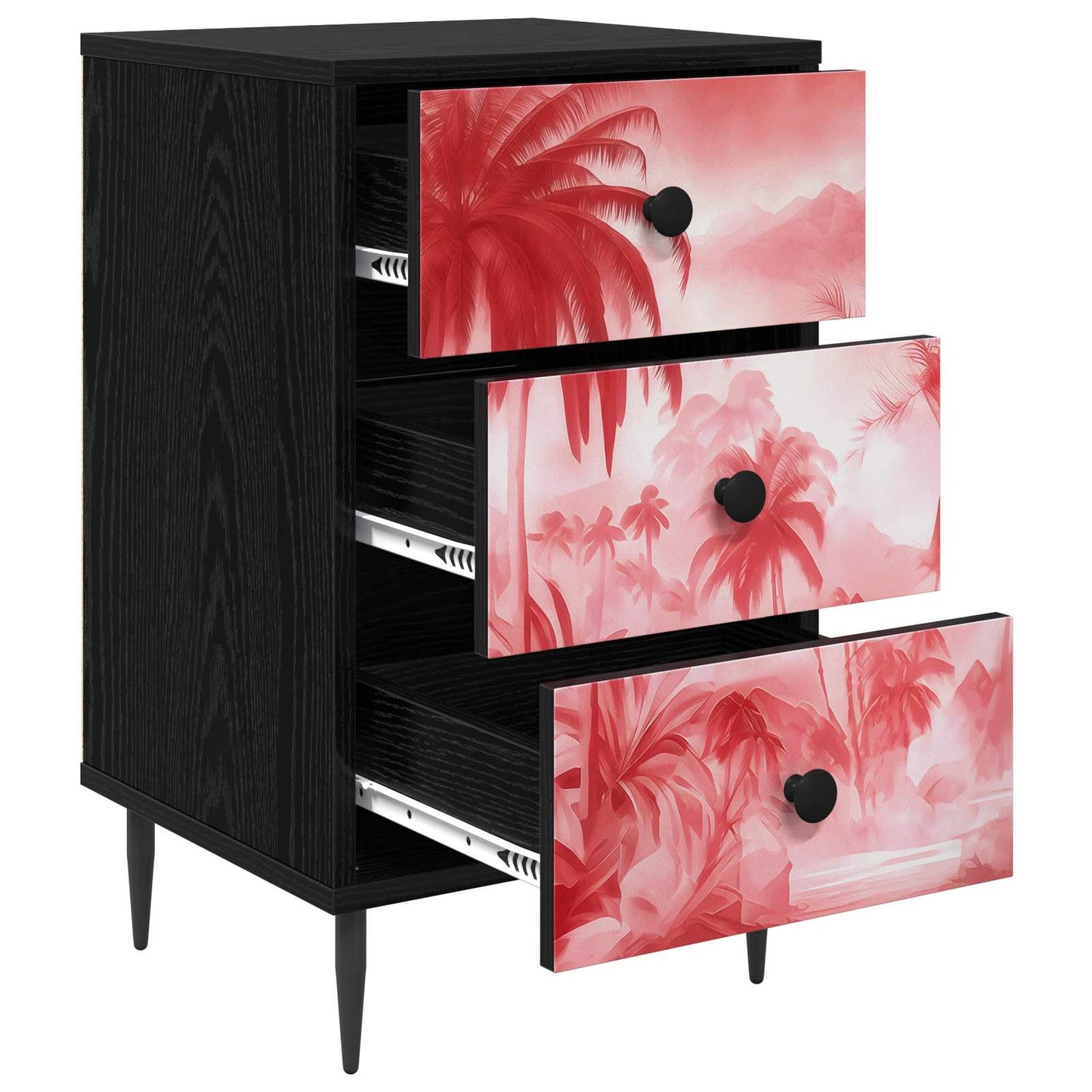 vidaXL Κομοδίνο AACHEN Μαύρη Δρυς 36 x 33 x 61 εκ. Επεξεργασμένο Ξύλο