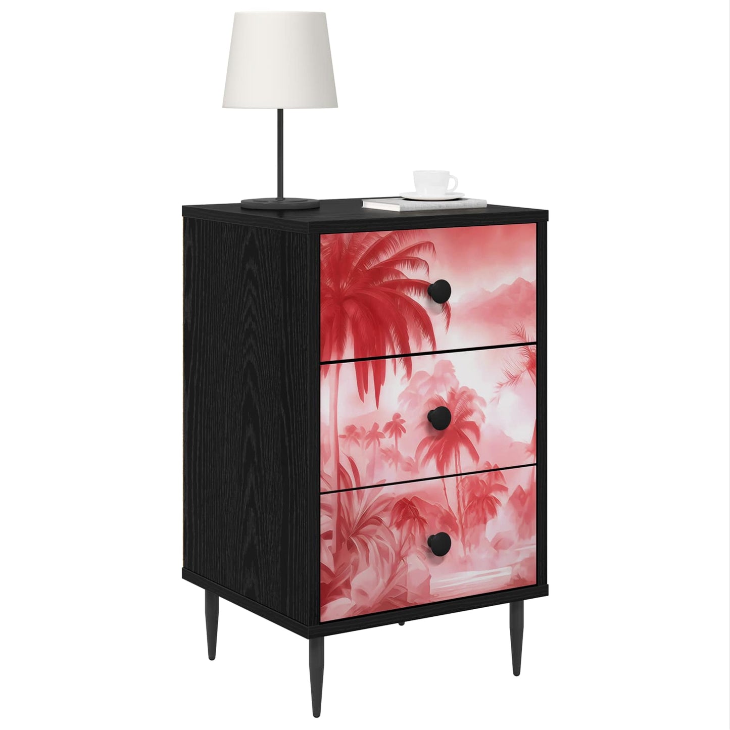 vidaXL Κομοδίνο AACHEN Μαύρη Δρυς 36 x 33 x 61 εκ. Επεξεργασμένο Ξύλο