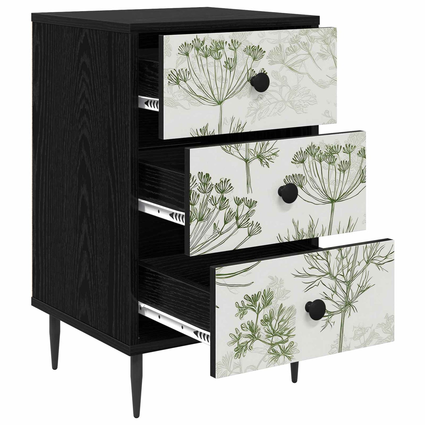 vidaXL Κομοδίνο GOTHA Μαύρη Δρυς 36 x 33 x 61 εκ. Επεξεργασμένο Ξύλο