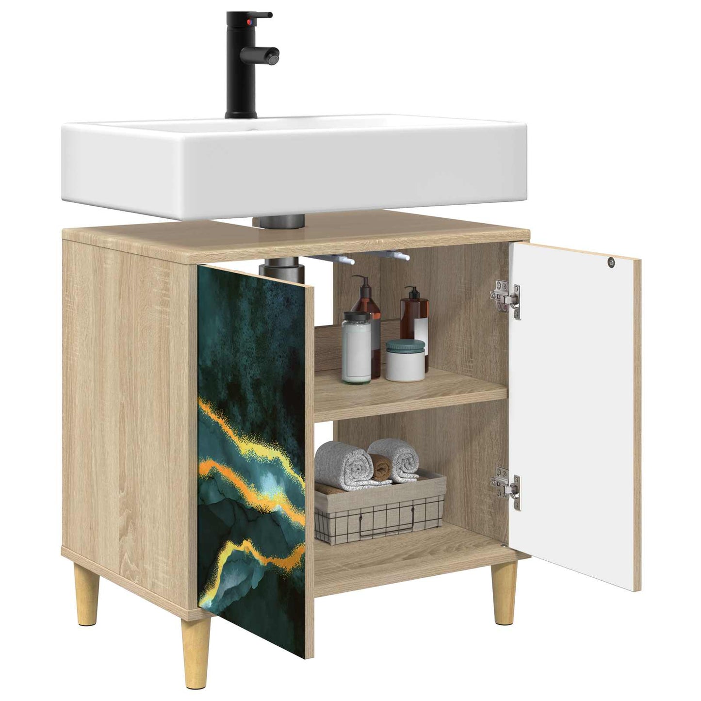 vidaXL Ντουλάπι Μπάνιου WIJHE Sonoma 60 x 40 x 60 εκ