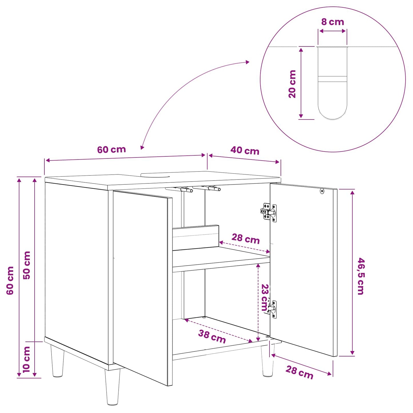 vidaXL Ντουλάπι Μπάνιου GENNEP Sonoma 60 x 40 x 60 εκ