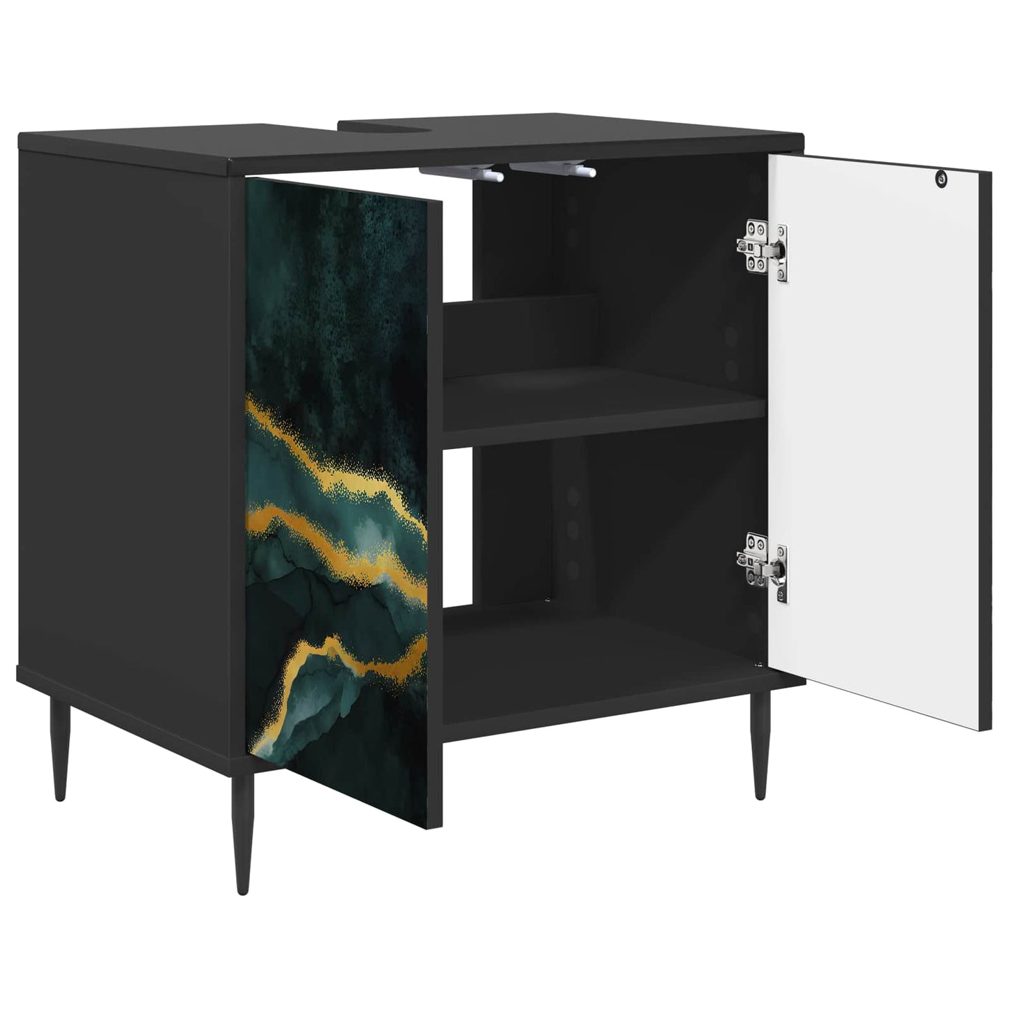 vidaXL Ντουλάπι Μπάνιου WIJHE Μαύρη Δρυς 60 x 40 x 61 εκ