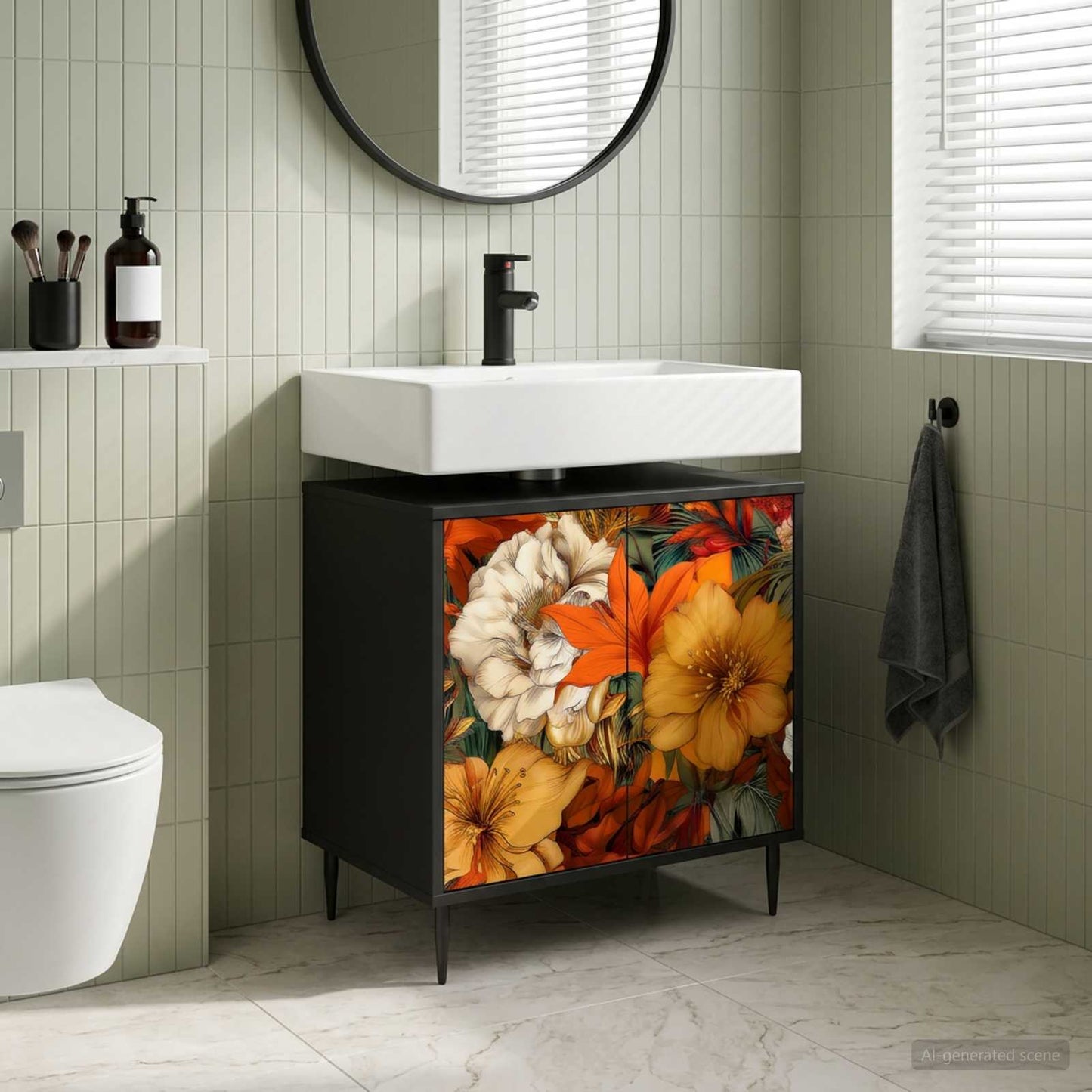 vidaXL Ντουλάπι Μπάνιου GENNEP Μαύρη Δρυς 60 x 40 x 61 εκ