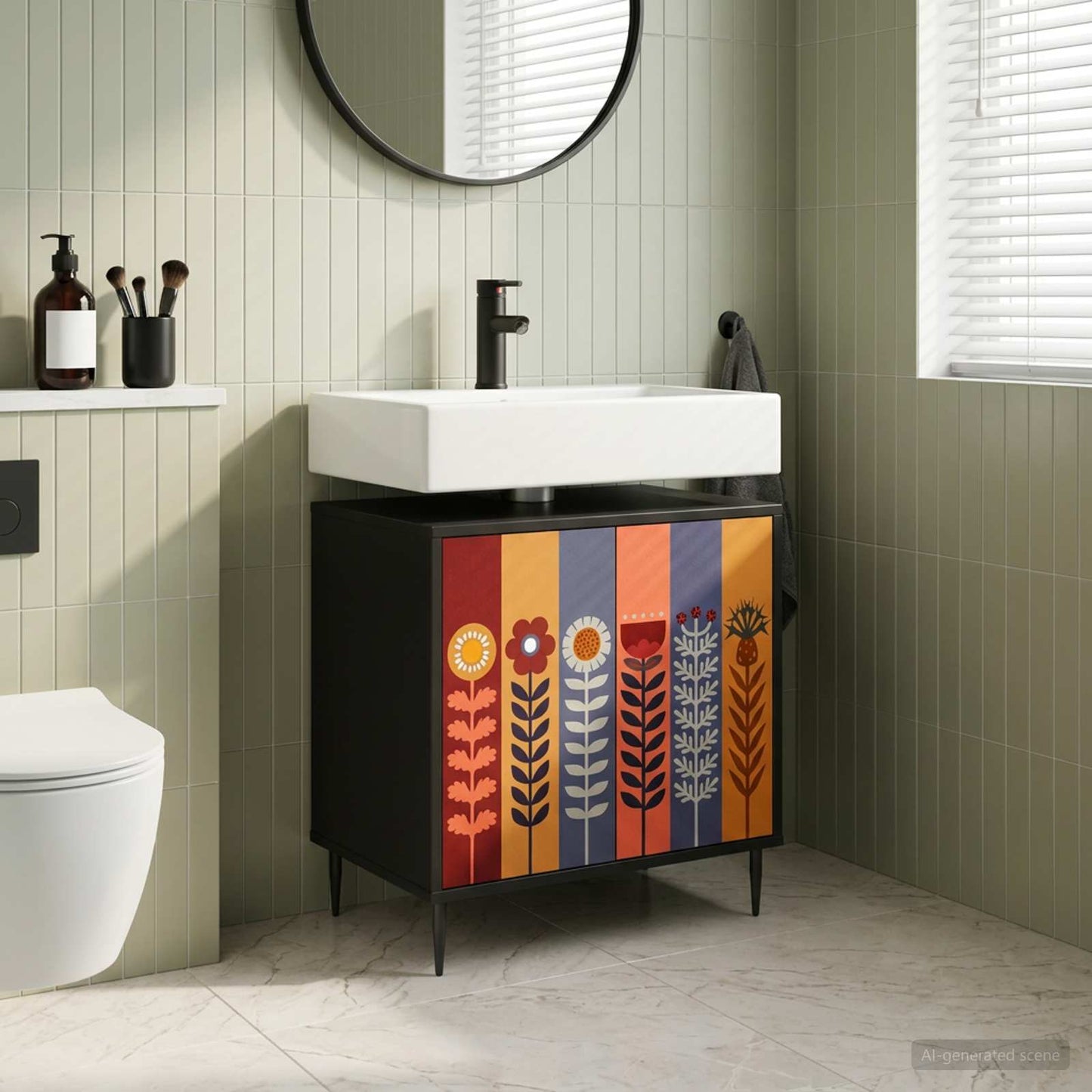 vidaXL Ντουλάπι Μπάνιου ESSEN Μαύρη Δρυς 60 x 40 x 61 εκ