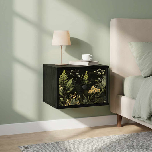 vidaXL Τοίχου κομοδίνο RHENEN Μαύρη Δρυς 36 x 33 x 25 εκ.