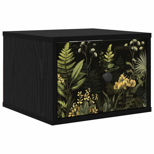 vidaXL Τοίχου κομοδίνο RHENEN Μαύρη Δρυς 36 x 33 x 25 εκ.