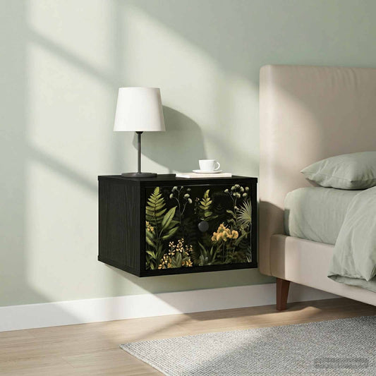 vidaXL Τοίχου κομοδίνο RHENEN 2 τμχ. Μαύρη Δρυς 36 x 33 x 25 εκ.