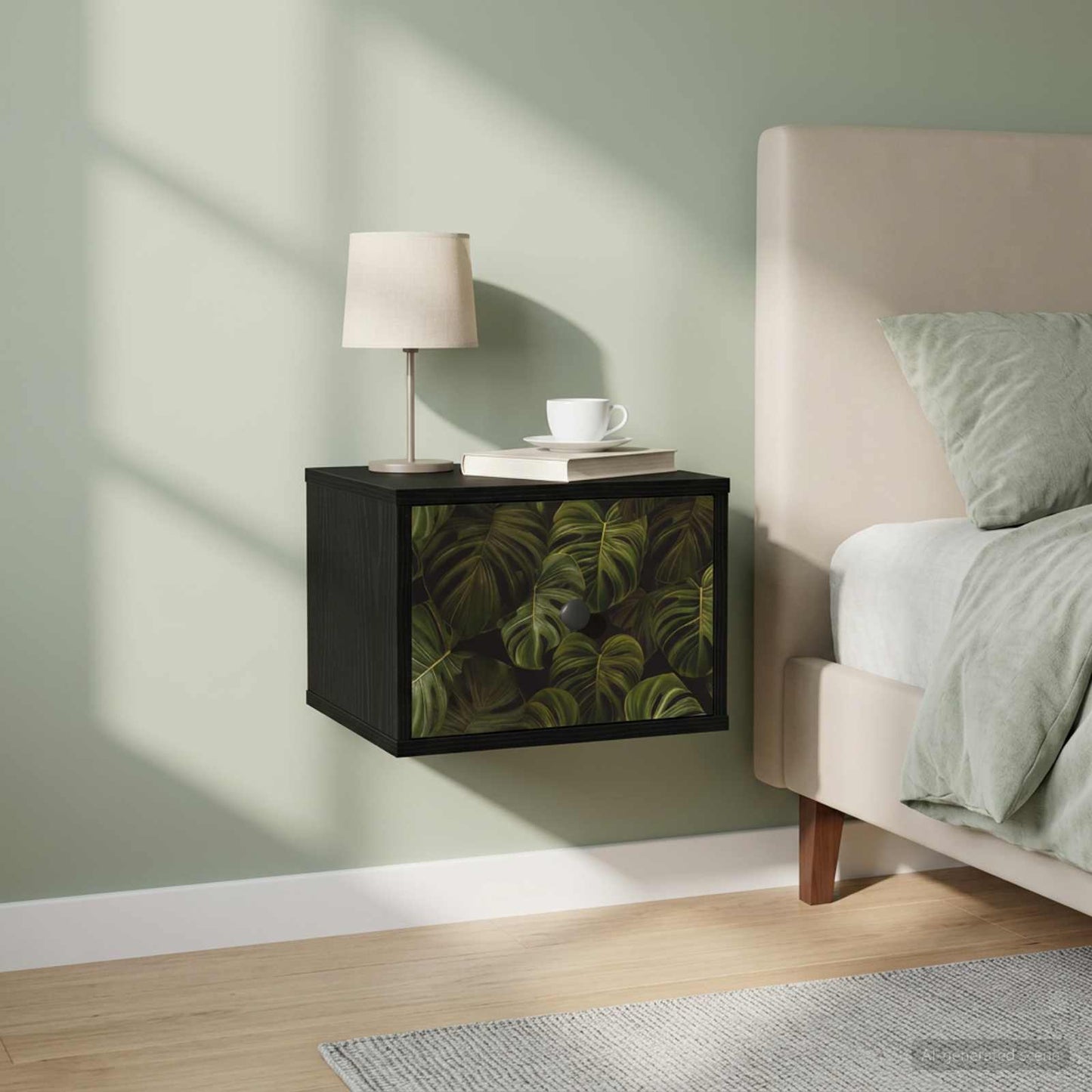 vidaXL Τοίχου κομοδίνο ELBURG 2 τμχ. Μαύρη Δρυς 36 x 33 x 25 εκ.