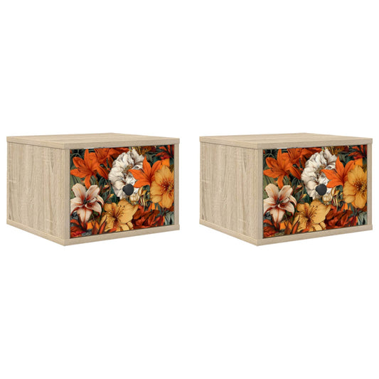 vidaXL Τοίχου κομοδίνο GENNEP 2 τμχ. Sonoma Δρυς 36 x 33 x 25 εκ.