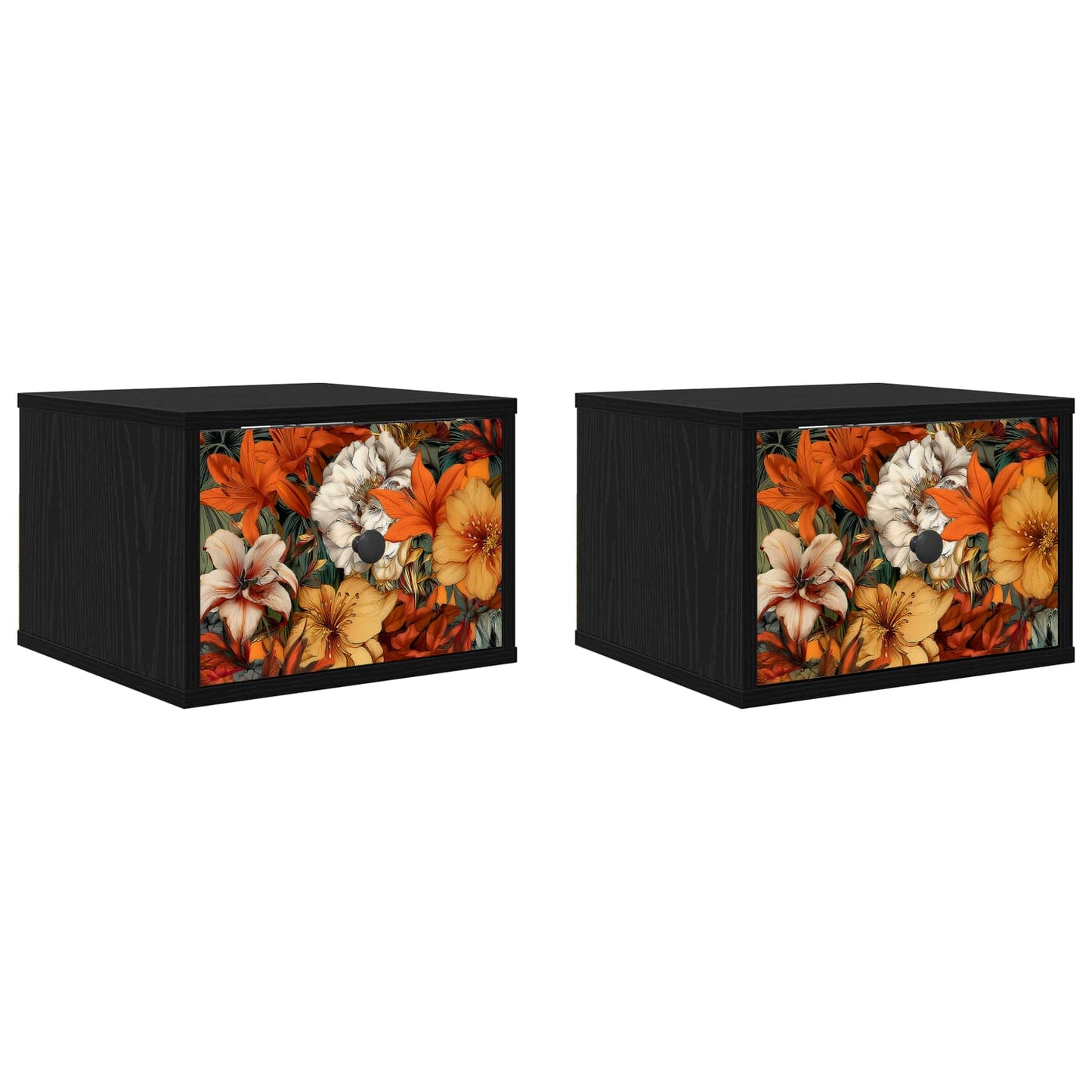 vidaXL Τοίχου κομοδίνο GENNEP 2 τμχ. Μαύρη Δρυς 36 x 33 x 25 εκ.