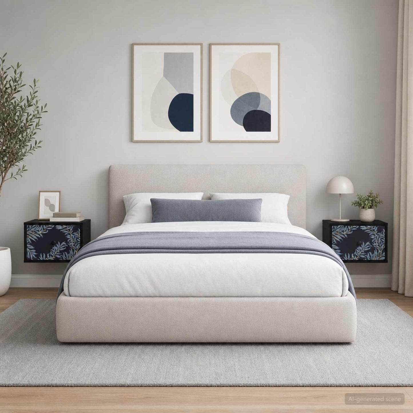 vidaXL Τοίχου κομοδίνο DOKKUM 2 τμχ. Μαύρη Δρυς 36 x 33 x 25 εκ.