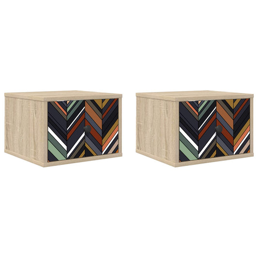 vidaXL Τοίχου κομοδίνο OMMEN 2 τμχ. Sonoma Δρυς 36 x 33 x 25 εκ.