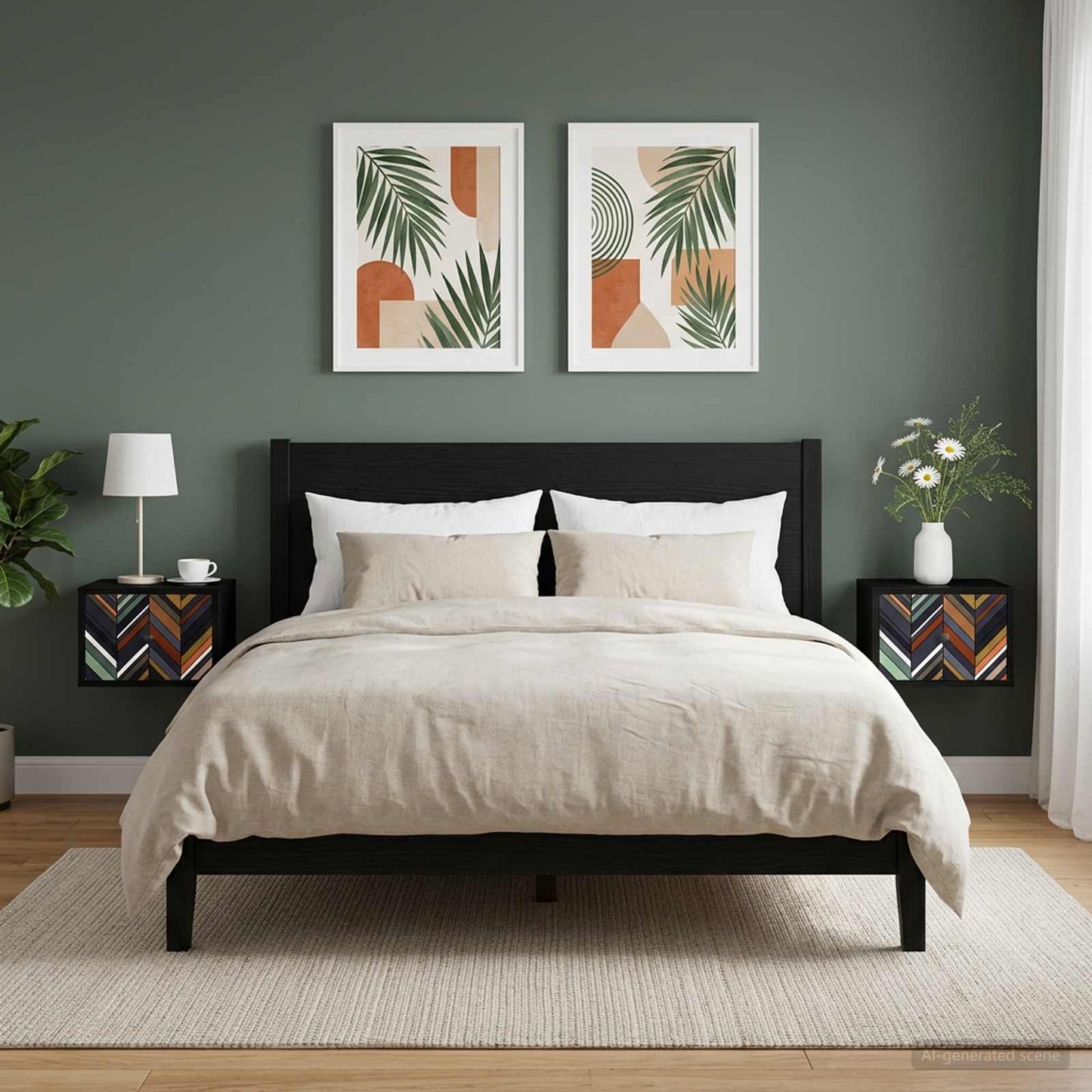vidaXL Τοίχου κομοδίνο OMMEN 2 τμχ. Μαύρη Δρυς 36 x 33 x 25 εκ.
