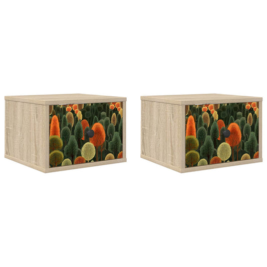 vidaXL Τοίχου κομοδίνο ZAANDAM 2 τμχ. Sonoma Δρυς 36 x 33 x 25 εκ.