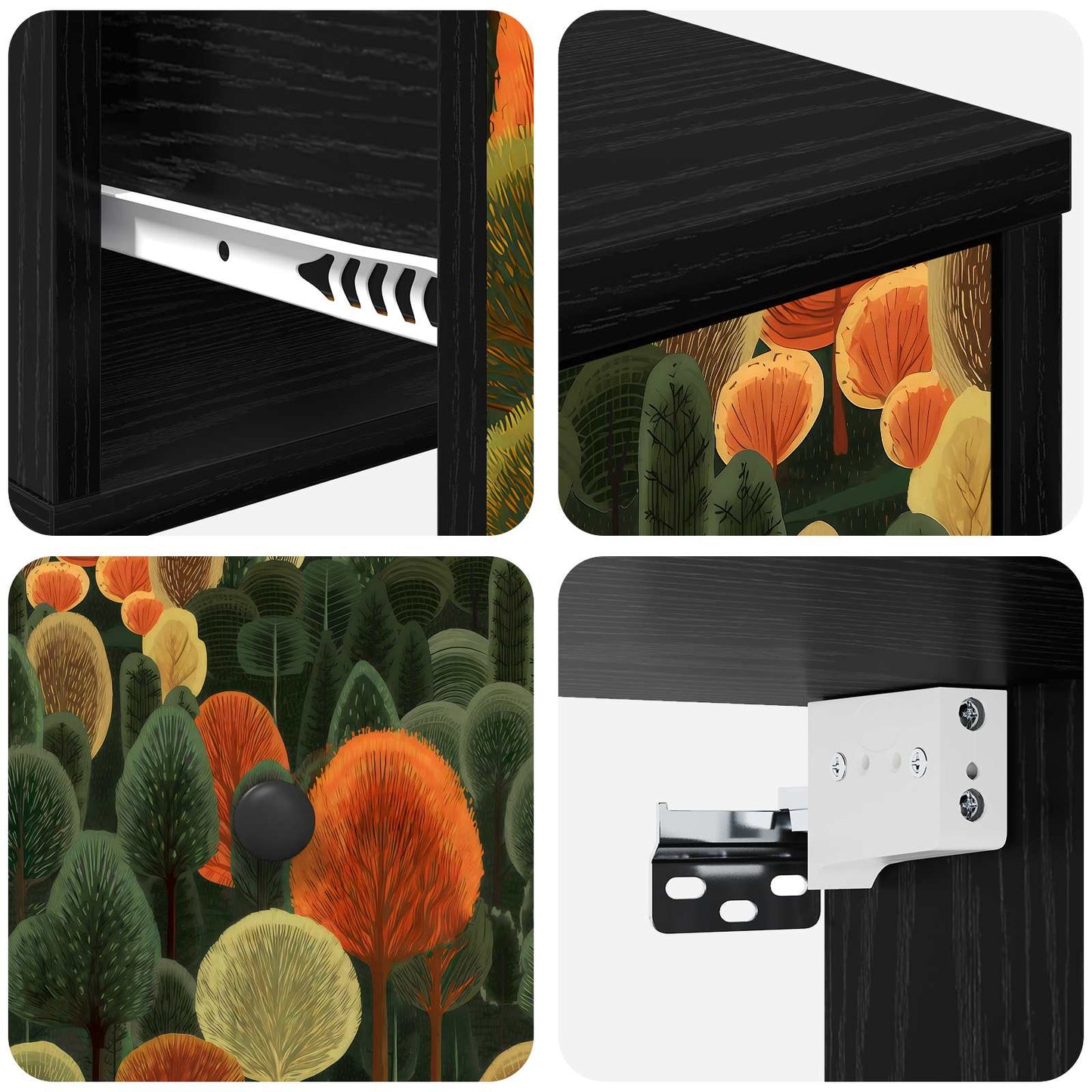 vidaXL Τοίχου κομοδίνο ZAANDAM Μαύρη Δρυς 36 x 33 x 25 εκ.
