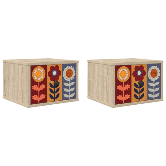 vidaXL Τοίχου κομοδίνο ESSEN 2 τμχ. Sonoma Δρυς 36 x 33 x 25 εκ.