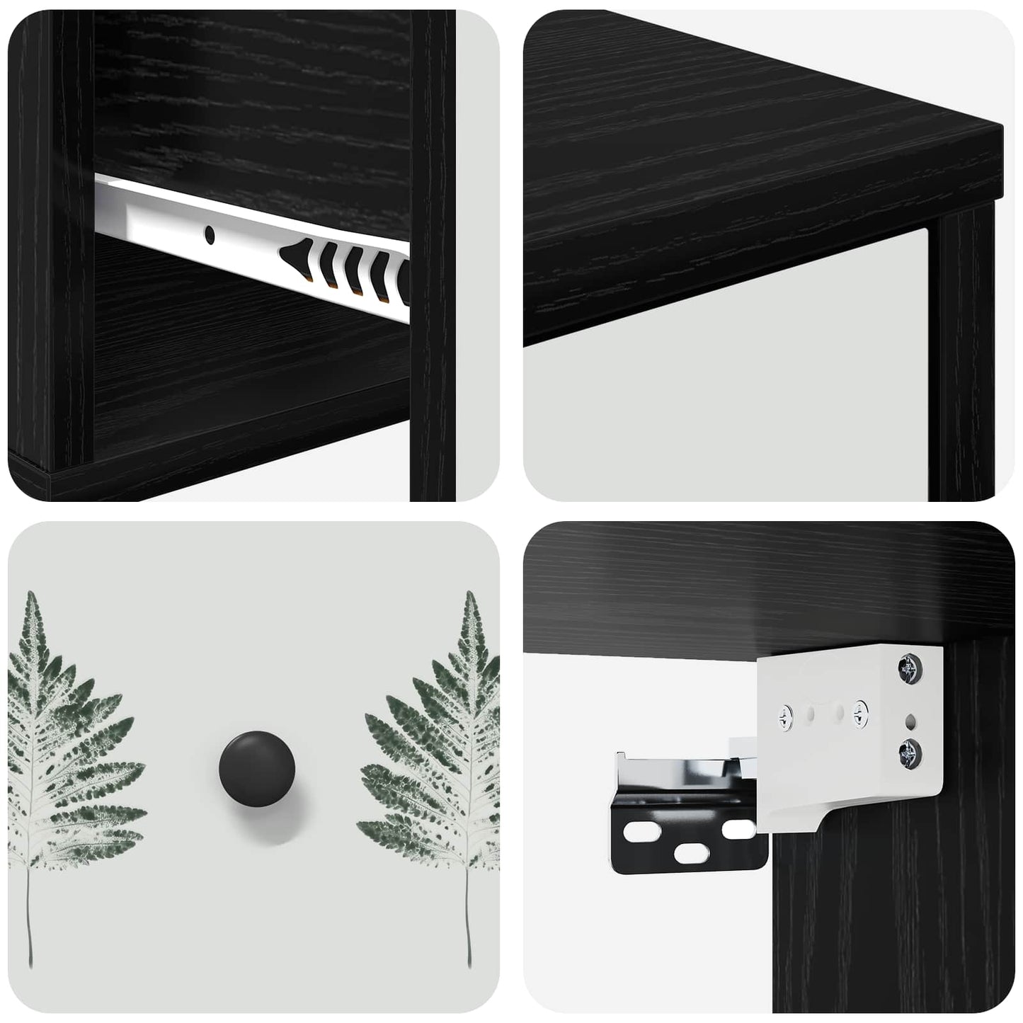 vidaXL Τοίχου κομοδίνο HANAU 2 τμχ. Μαύρη Δρυς 36 x 33 x 25 εκ.