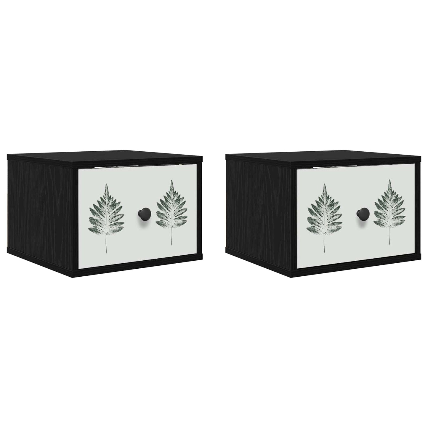 vidaXL Τοίχου κομοδίνο HANAU 2 τμχ. Μαύρη Δρυς 36 x 33 x 25 εκ.