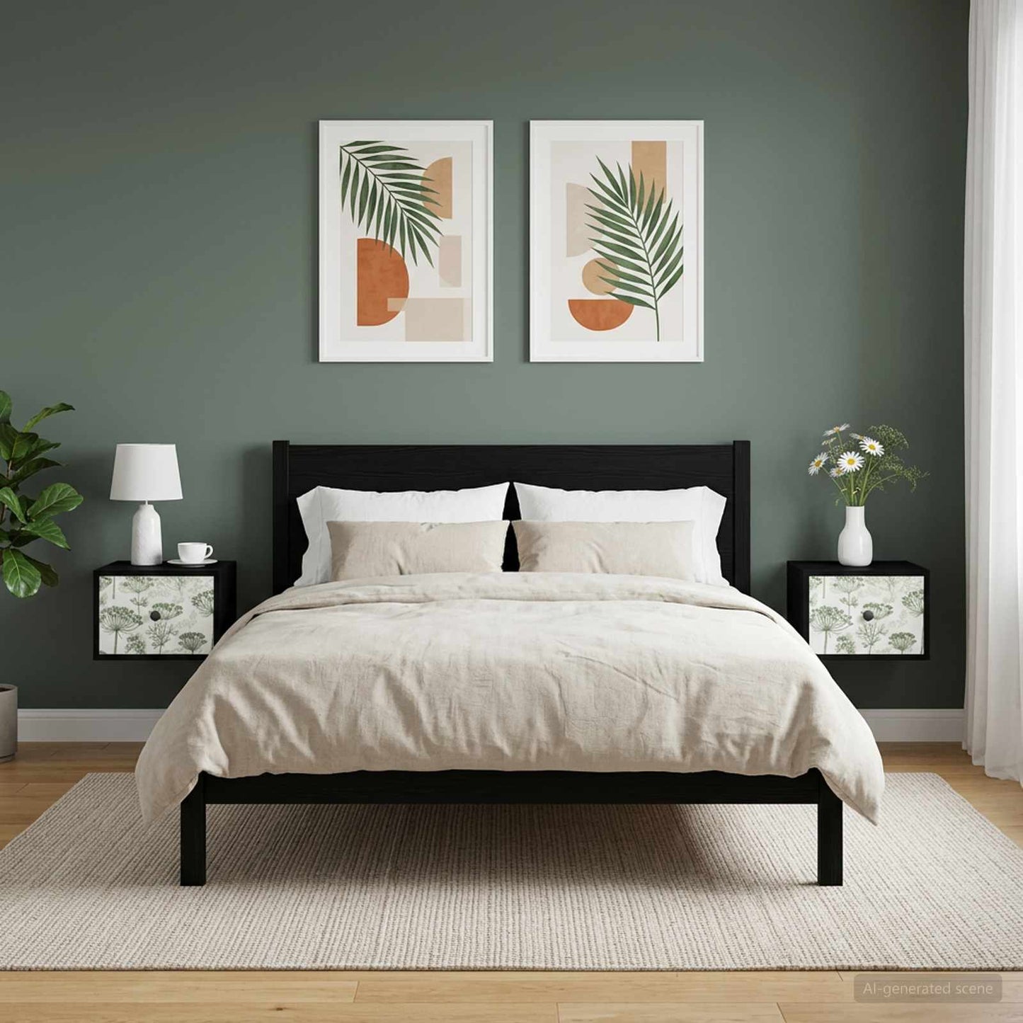 vidaXL Τοίχου κομοδίνο GOTHA 2 τμχ. Μαύρη Δρυς 36 x 33 x 25 εκ.