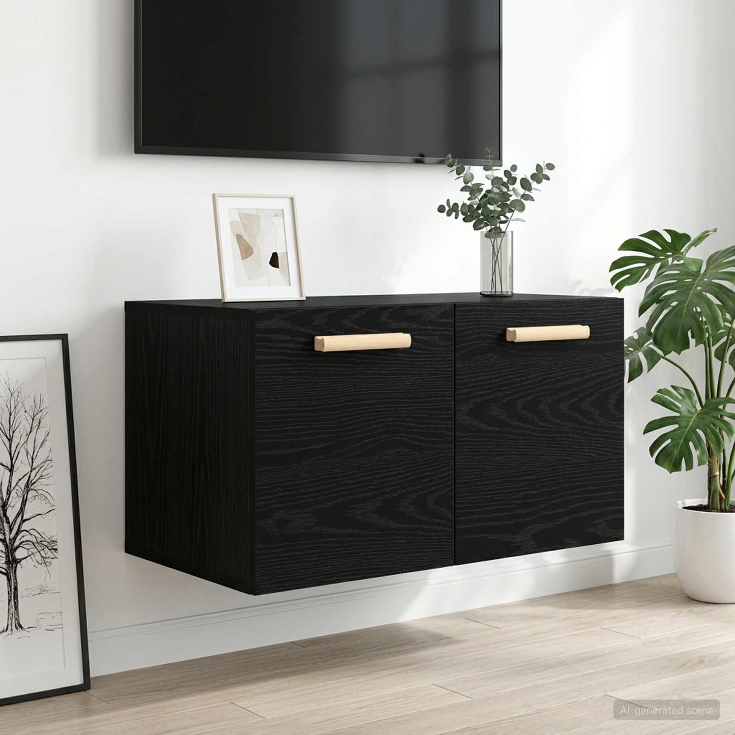 vidaXL Ντουλάπα Τοίχου Μαύρη δρυς 60 x 36,5 x 35 cm Επεξεργασμένο Ξύλο