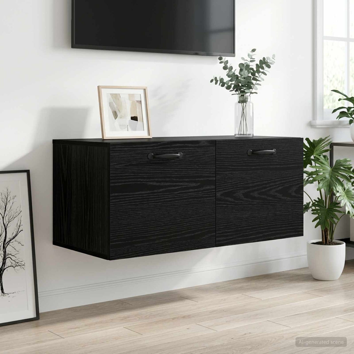 vidaXL Ντουλάπα Τοίχου Επιτοίχιο Μαύρη δρυς 80 x 36,5 x 35 cm