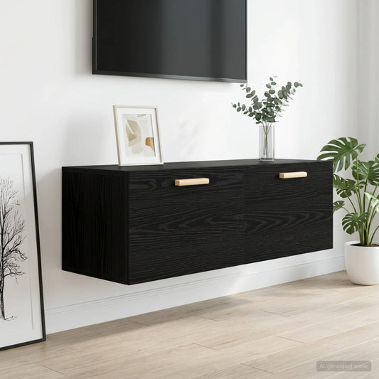 vidaXL Ντουλάπα Τοίχου Μαύρη δρυς 100 x 36,5 x 35 cm