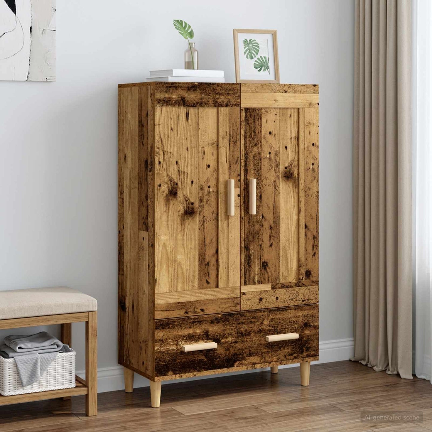vidaXL Highboard Παλαιωμένο ξύλο 70 x 31 x 115 εκ Επεξεργασμένο Ξύλο
