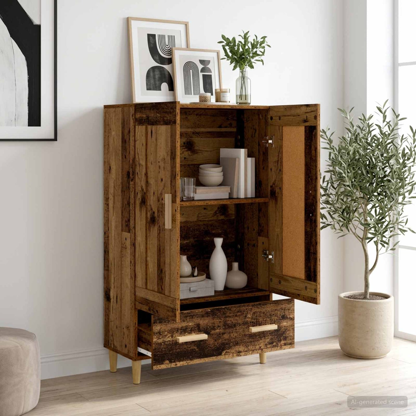 vidaXL Highboard Παλαιωμένο ξύλο 70 x 31 x 115 εκ Επεξεργασμένο Ξύλο