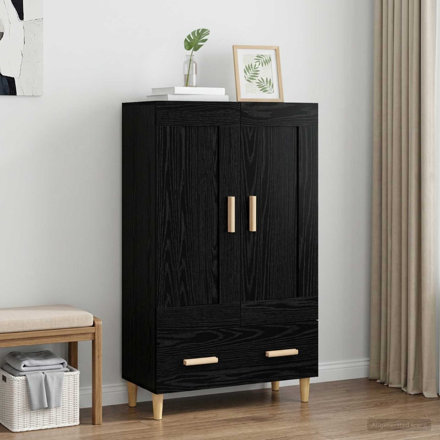vidaXL Highboard Μαύρη Δρυς 70 x 31 x 115 εκ Επεξεργασμένο Ξύλο