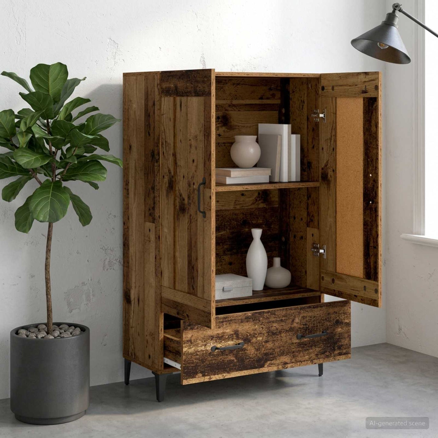 vidaXL Highboard Παλαιωμένο ξύλο 70 x 31 x 115 εκ Επεξεργασμένο Ξύλο