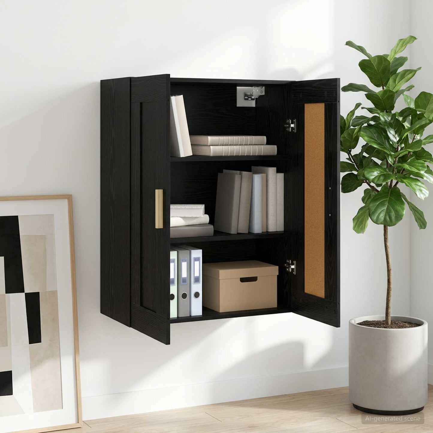 vidaXL Ντουλάπα Τοίχου Επιτοίχιο Μαύρη δρυς 69,5 x 34 x 90 εκ.