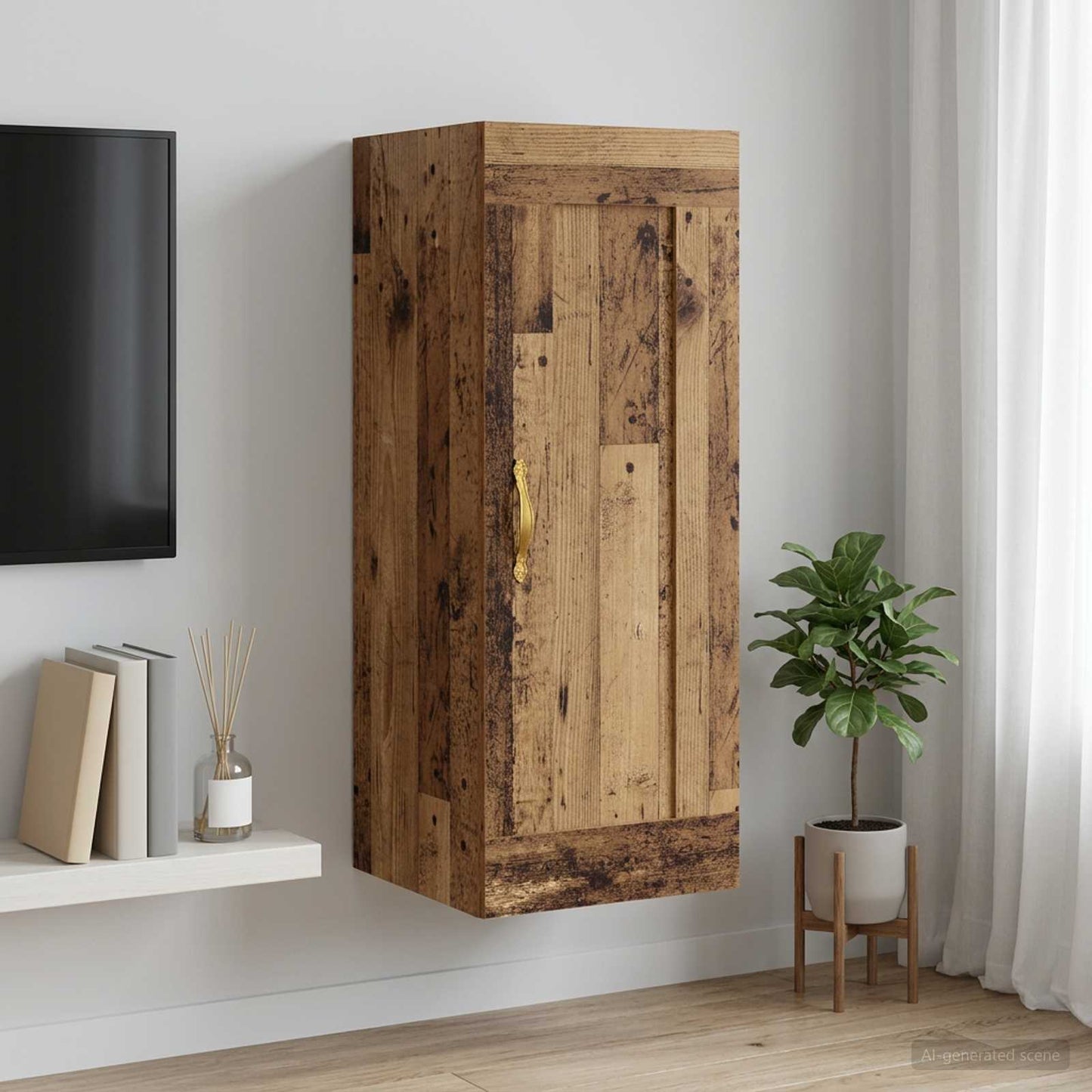 vidaXL Ντουλάπα Τοίχου Παλαιωμένο ξύλο 34,5 x 34 x 90 εκ.