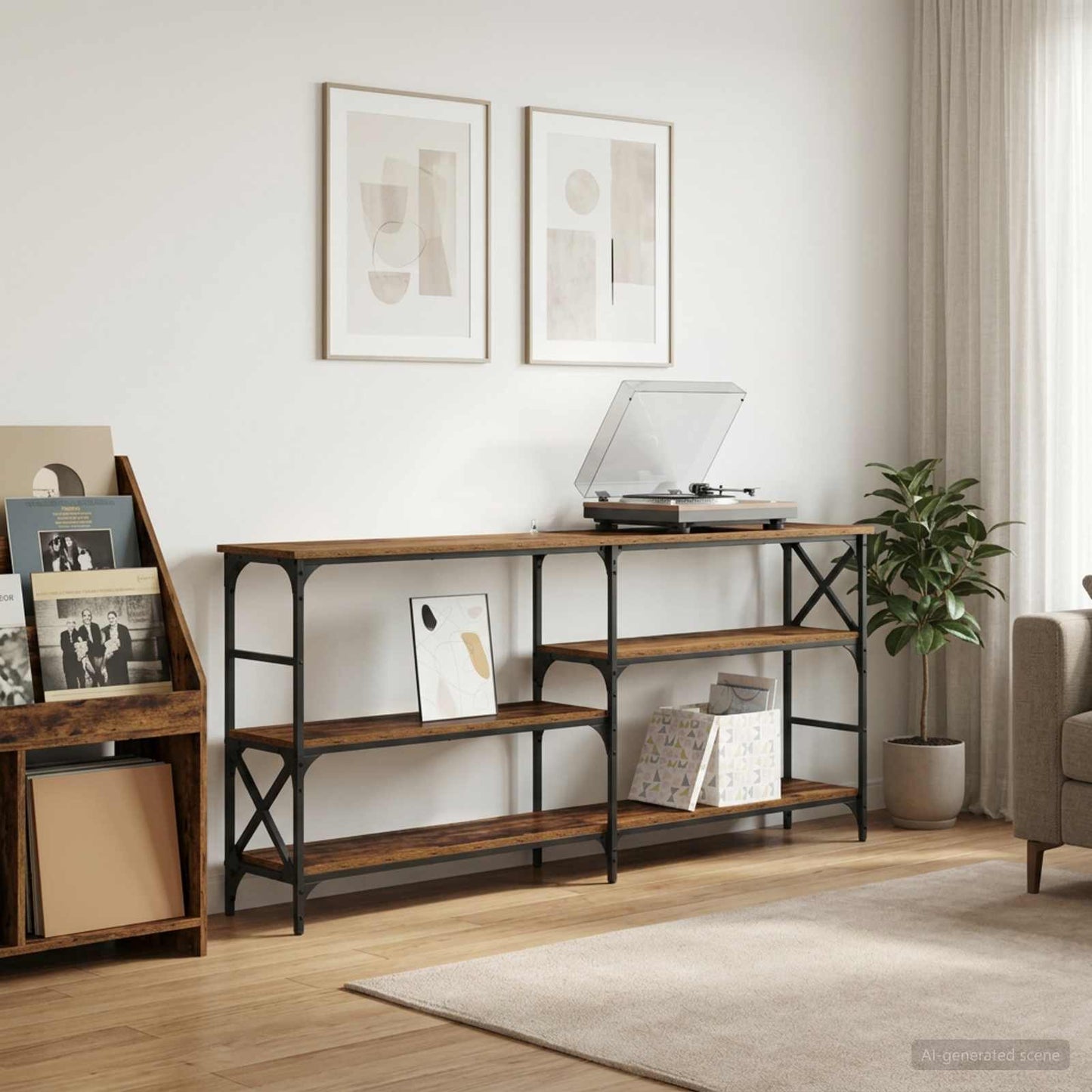 vidaXL Τραπέζι κονσόλας Παλαιωμένο ξύλο 180 x 29 x 76,5 εκ. μέταλλο PB