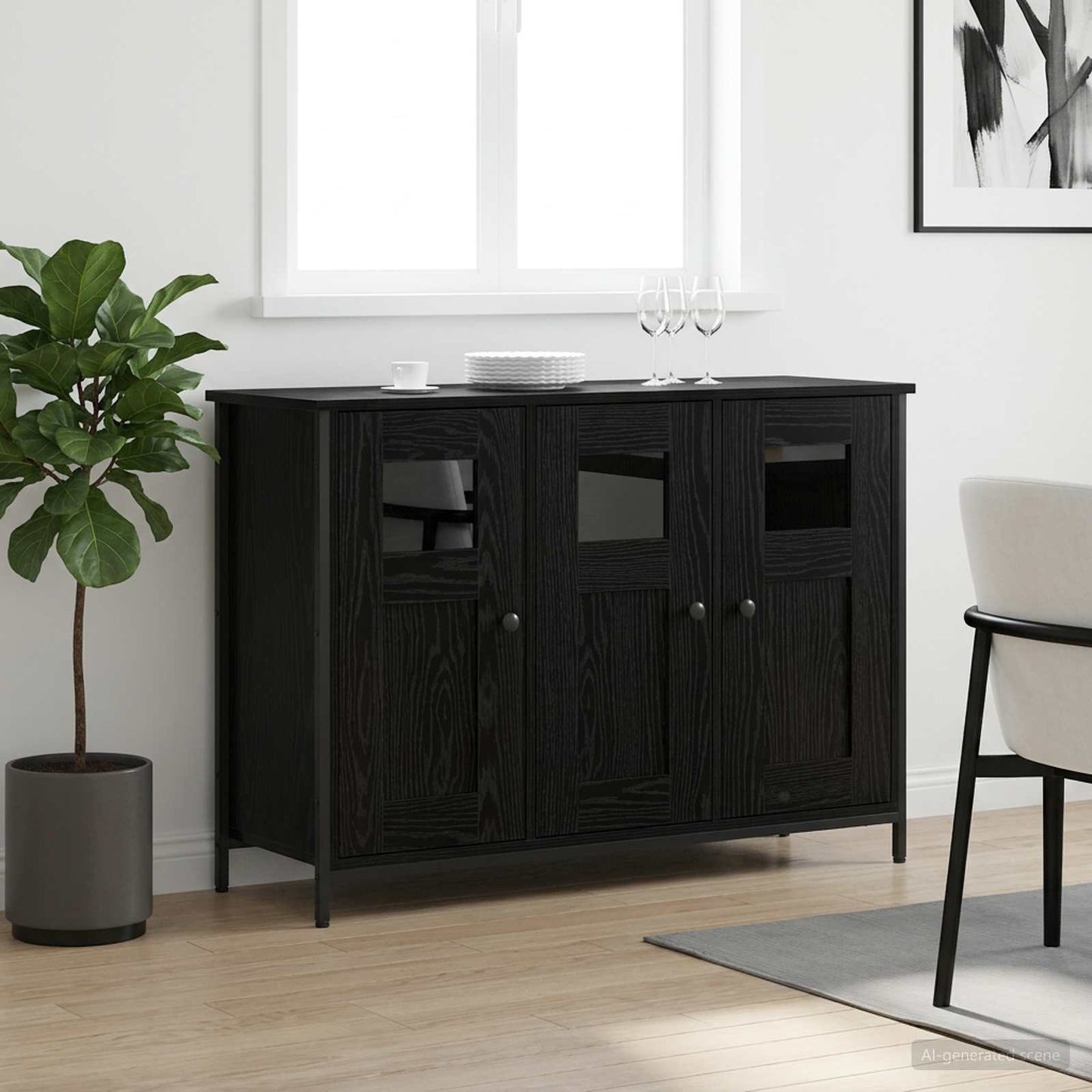 vidaXL Πλαϊνό γραφείο Μαύρη Δρυς 100 x 35 x 70 εκ. Επεξεργασμένο Ξύλο