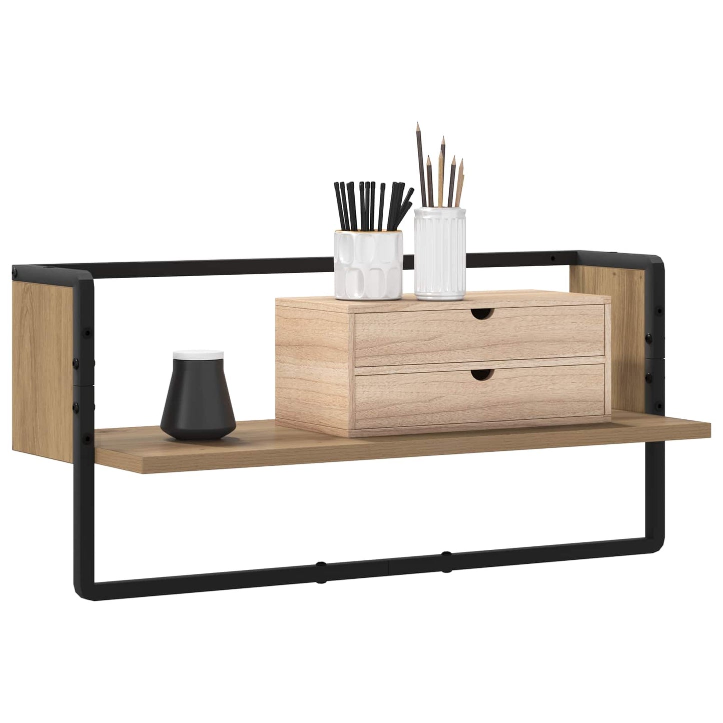 vidaXL Ράφι Τοίχου Επιτοίχιο Artisan δρυς 65 x 25 x 30 cm μέταλλο PB