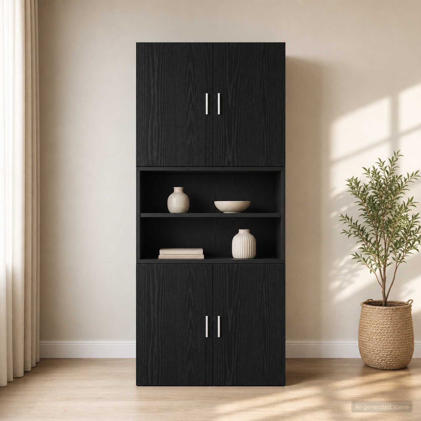 vidaXL Ντουλάπα Τοίχου Μαύρη Δρυς 80 x 42,5 x 64 εκ Επεξεργασμένο Ξύλο