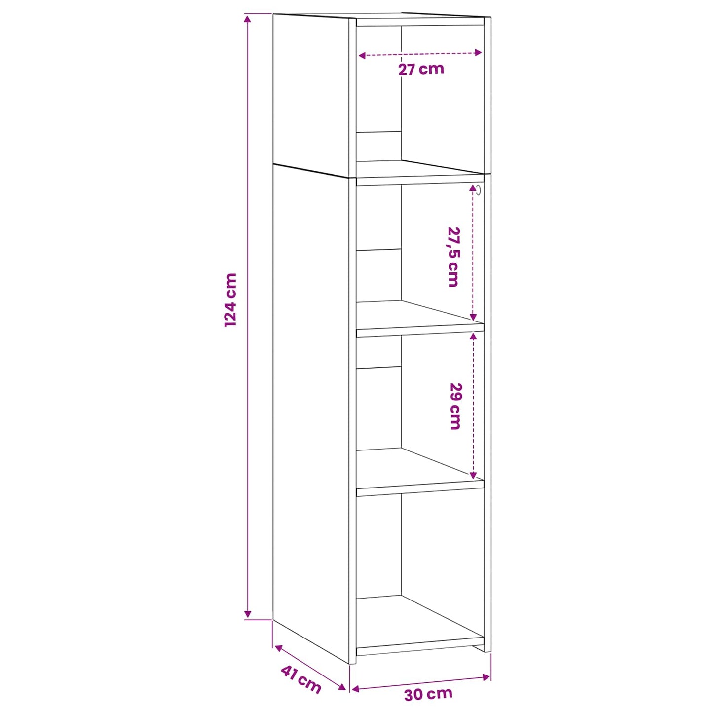 vidaXL Highboard Artisan Δρυς 30 x 41 x 124 εκ. Επεξεργασμένο Ξύλο