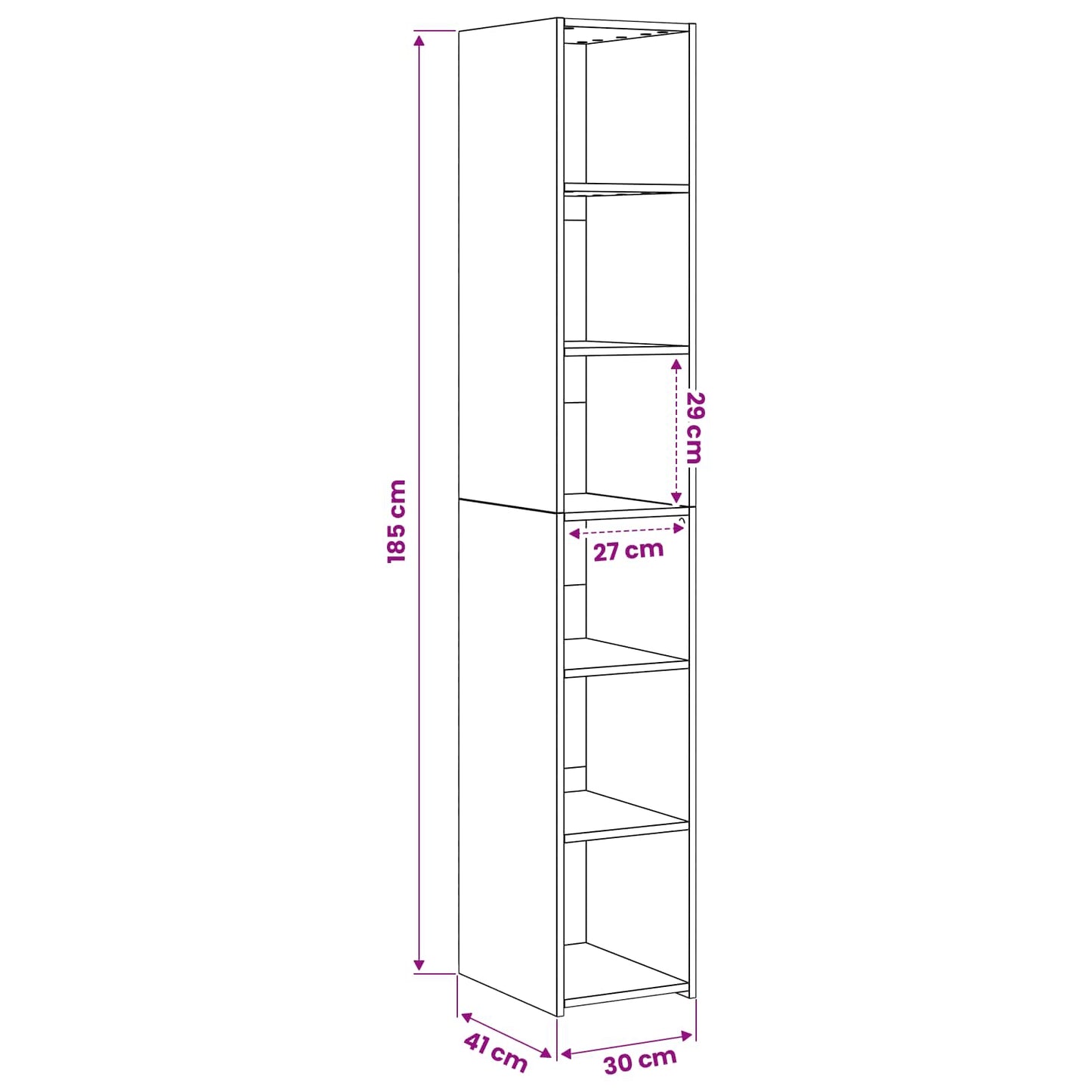vidaXL Highboard Artisan Δρυς 30 x 41 x 185 εκ. Επεξεργασμένο Ξύλο