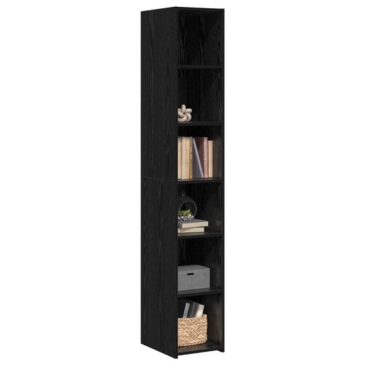 vidaXL Highboard Μαύρη Δρυς 30 x 41 x 185 εκ. Επεξεργασμένο Ξύλο