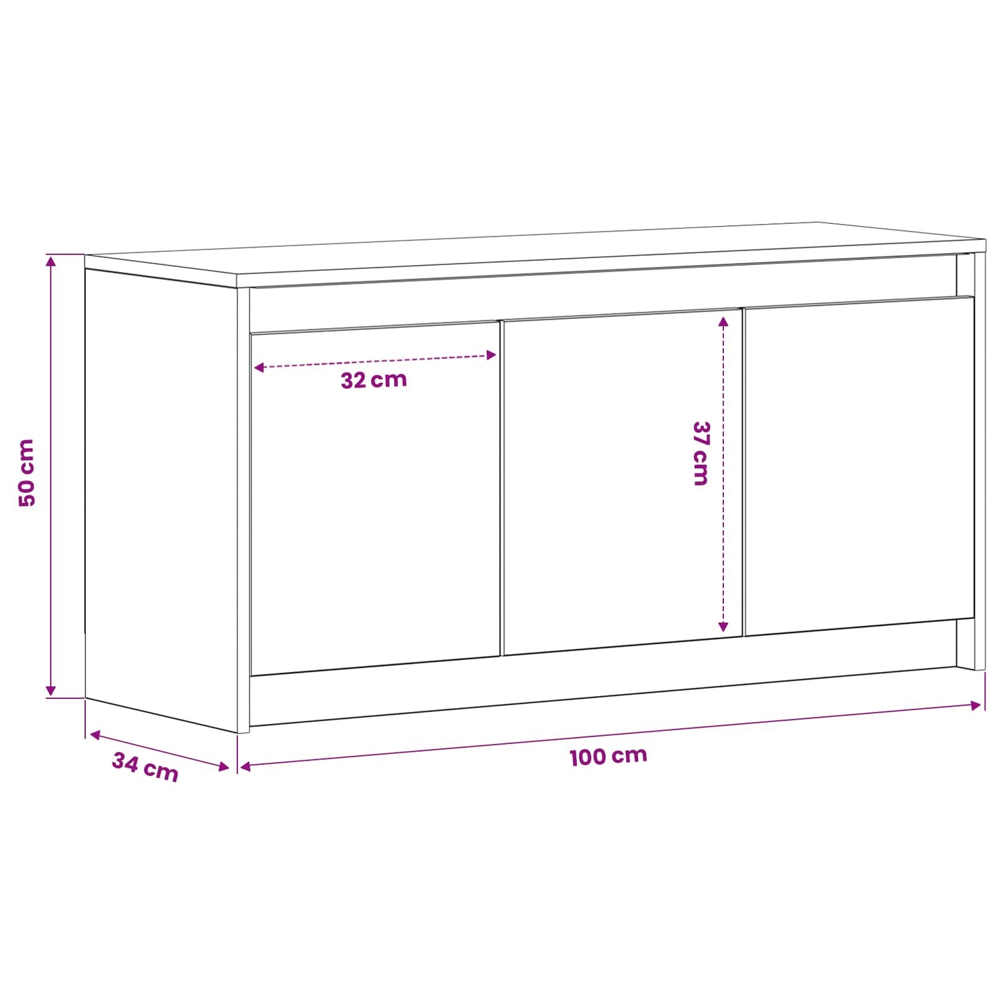 vidaXL Ντουλάπι TV 100 x 34 x 50 εκ Artisan Δρυς Επεξεργασμένο Ξύλο