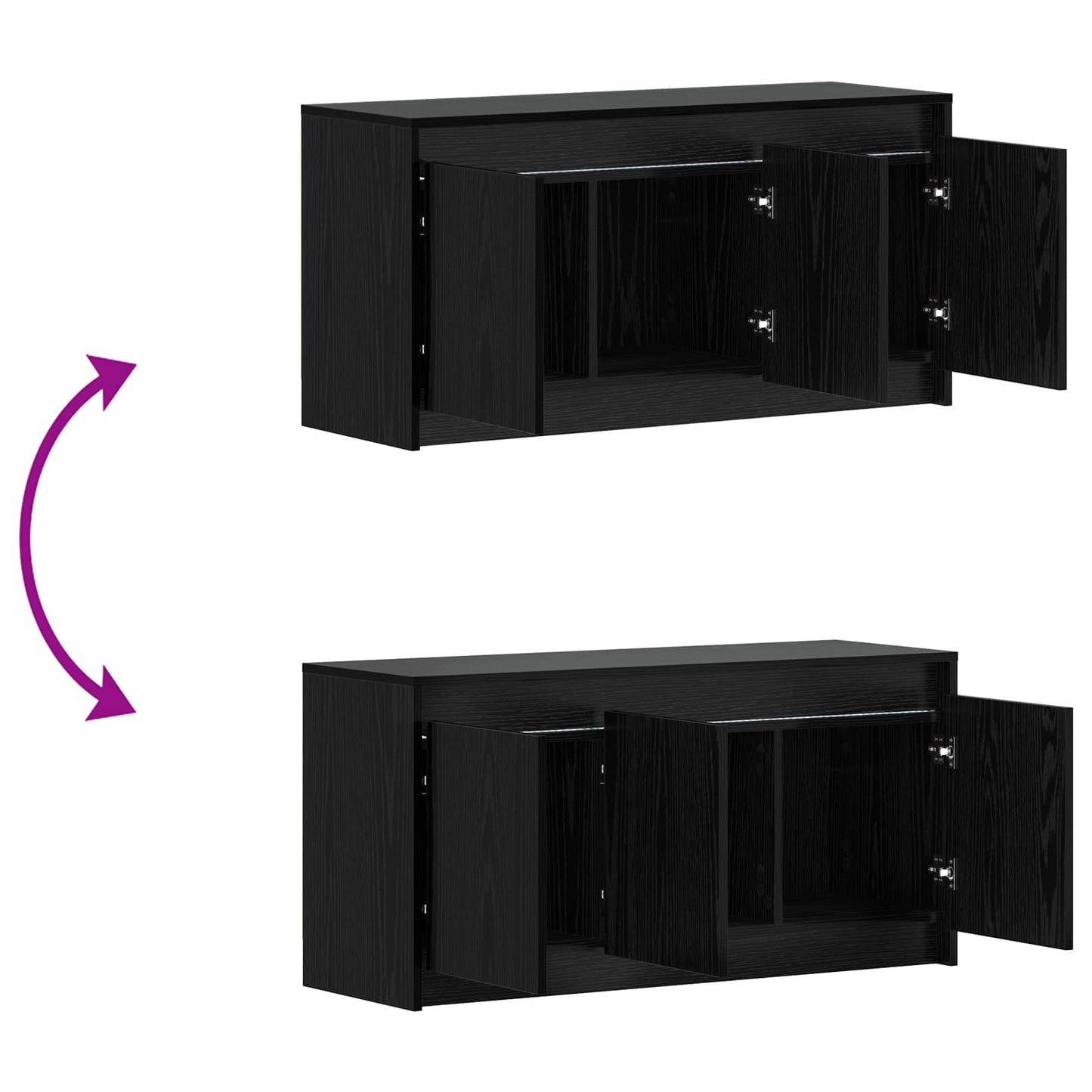 vidaXL Ντουλάπι TV 100 x 34 x 50 εκ Μαύρη Δρυς Επεξεργασμένο Ξύλο