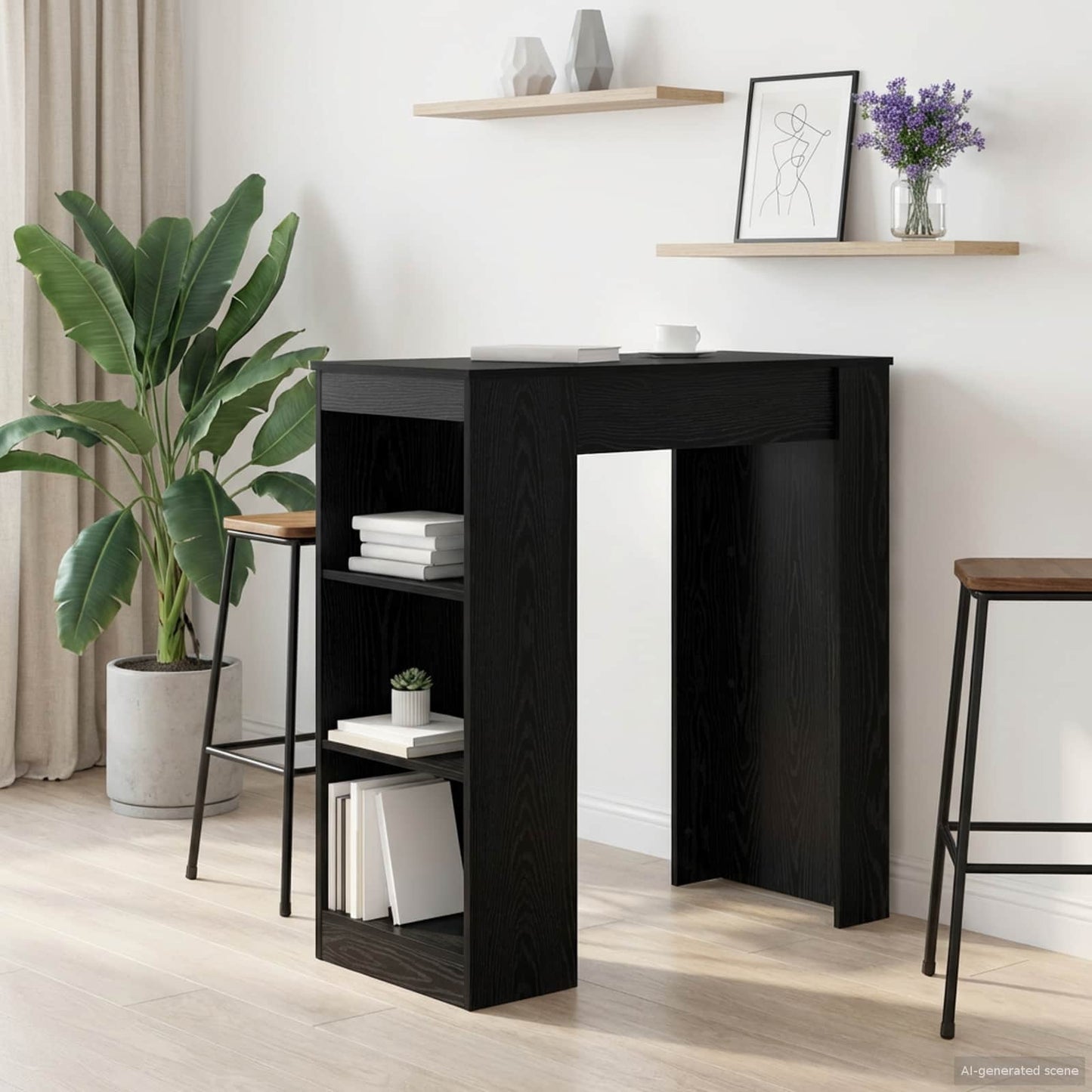 vidaXL Τραπέζι μπαρ 95 x 47 x 103,5 εκ Επεξεργασμένο Ξύλο Μαύρη Δρυς